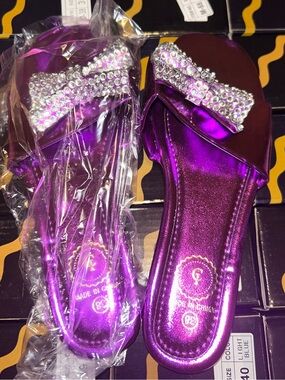 Purple Crystal Bow Slide Mule